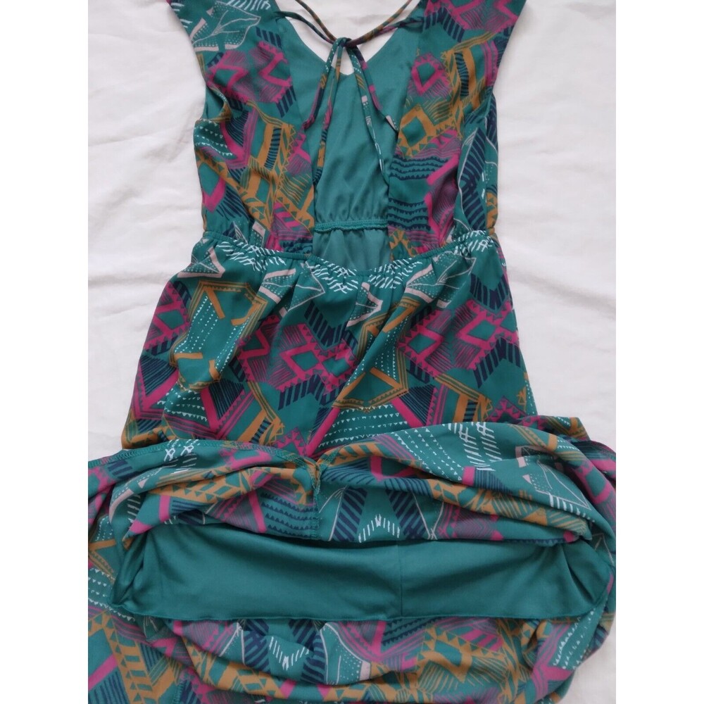 Everly Maxi Dress Aztec Southwestern Geometric Green Womens Size Small - Picture 8 of 9
